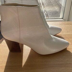 Zara White Leather Heeled Boot